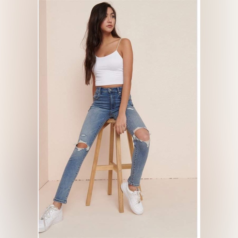 Garage Ultra High Rise Distressed Jeans, Sz 3